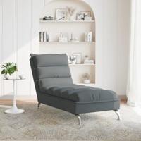 Chaise longue met kussens stof donkergrijs - thumbnail