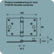Kantelaafscharnier vh tc 89x150