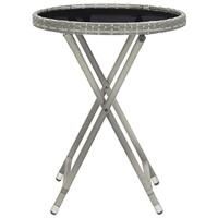 5-delige Bistroset poly rattan en gehard glas grijs - thumbnail