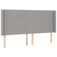Hoofdbord met randen 203x16x118/128 cm stof lichtgrijs - thumbnail