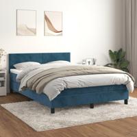 Boxspring met matras fluweel donkerblauw 140x190 cm - thumbnail