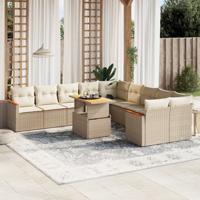 11-delige Tuinset met kussens poly rattan beige - thumbnail
