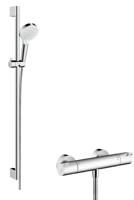 Hansgrohe Crometta opbouw douchesysteem Vario met 1001 CL thermostaat en glijstang 90 cm wit/chroom 27813400 - thumbnail