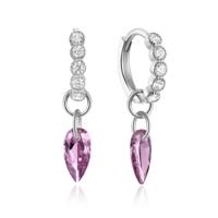 Luxe Elenza Zilveren Oorbellen met Paarse en Witte Zirkonia - Verfijnde Dames Sieraden - thumbnail