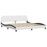 Bed met matras kunstleer wit en zwart 200x200 cm - thumbnail