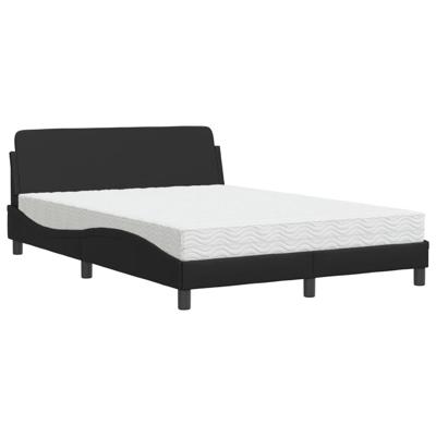 Bed met matras kunstleer zwart 140x200 cm - thumbnail