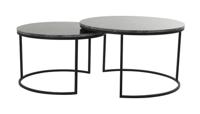Light & Living Salontafel 'Alfio' Set van 2 stuks, bruin marmer+zwart - thumbnail