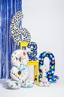 Folieballon Cijfer 9 Wit Met Panterprint (86cm) - thumbnail