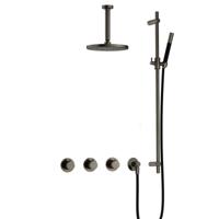 Hotbath Cobber - CB7067 - Inbouw Regendoucheset - Verouderd Ijzer - 2 Stopkranen - Thermostatisch - Plafondbuis 15 cm - Hoofddouche 200 mm - Staafhanddouche - Glijstang 900 mm - Waterbesparend - thumbnail