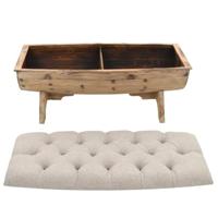 Opslagbank 103x51x44 cm massief hout en stof - thumbnail