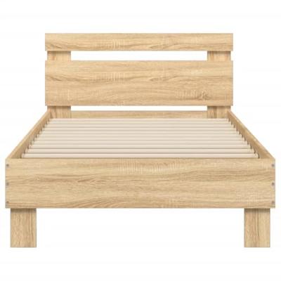 Bedframe met hoofdbord en LED sonoma eikenkleurig 90x200 cm