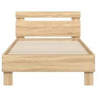 Bedframe met hoofdbord en LED sonoma eikenkleurig 90x200 cm - thumbnail