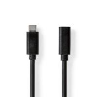 Nedis CCGL64010BK10 Usb-kabel Usb 3.2 Gen 1 Usb-c™ Male Usb-c™ Female 60 W 4k@60hz 5 Gbps Vernikkeld 1.00 M Rond Pvc Zwart Label - thumbnail