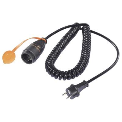 Sygonix SY-6746418 Stroom Verlengkabel Zwart, Oranje 5 m H07BQ-F 3G 1,5 mm² Spiraalkabel, Afsluitbaar, Weerbestendig