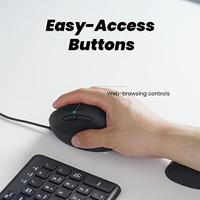 Perixx Perimice-519 Ergonomische muis USB Optisch Zwart 6 Toetsen 1600 dpi Ergonomisch - thumbnail