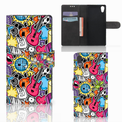 Sony Xperia XA1 Wallet Case met Pasjes Punk Rock Sony Xperia XA1 Wallet Case met Pasjes Punk Rock