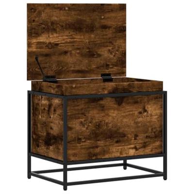 VidaXL Opbergbox met deksel 60x40x51,5 cm bewerkt hout gerookt eiken