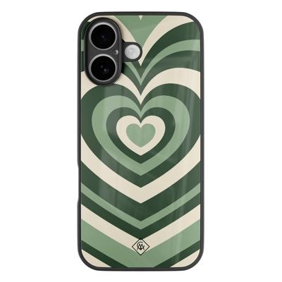 iPhone 16 glazen hardcase - Hart swirl groen