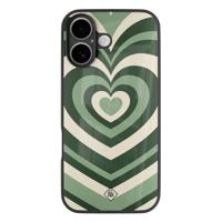 iPhone 16 glazen hardcase - Hart swirl groen - thumbnail