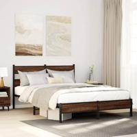 Bedframe zonder matras bewerkt hout bruin eikenkleur 140x190 cm - thumbnail
