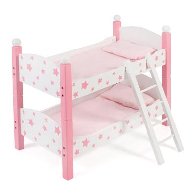 Houten Poppen Stapelbed - Pink Stars Houten Poppen Stapelbed - Pink Stars