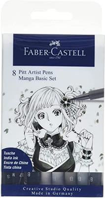 Faber-Castell Faber castell fc-167107 tekenstift pitt artist pen manga 8-delig etui basic Faber-Castell Faber castell fc-167107 tekenstift pitt artist pen manga 8-delig etui basic