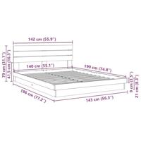 Bedframe hoofdeinde zonder matras 140x190 cm massief hout eiken - thumbnail