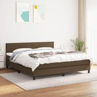 Boxspring met matras stof donkerbruin 180x200 cm - thumbnail