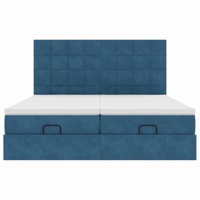 Ottoman bed met matrassen 180x200cm fluweel donkerblauw