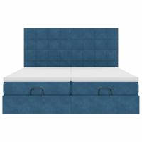 Ottoman bed met matrassen 180x200cm fluweel donkerblauw - thumbnail