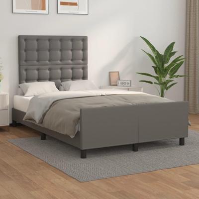 Bedframe met hoofdbord kunstleer grijs 120x200 cm