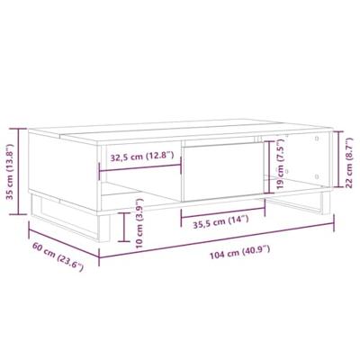 Salontafel 104x60x35 cm bewerkt hout bruineiken