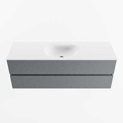 MONDIAZ VICA 140cm badmeubel onderkast Plata 2 lades. Wastafel MOON midden 1 kraangat, kleur Talc.