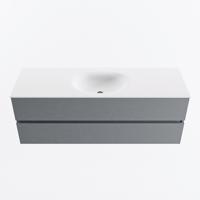 MONDIAZ VICA 140cm badmeubel onderkast Plata 2 lades. Wastafel MOON midden 1 kraangat, kleur Talc. - thumbnail