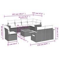 9-delige Loungeset met kussens poly rattan beige - thumbnail