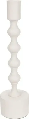 Kandelaar metaal rond 6.5x23.5cm wit