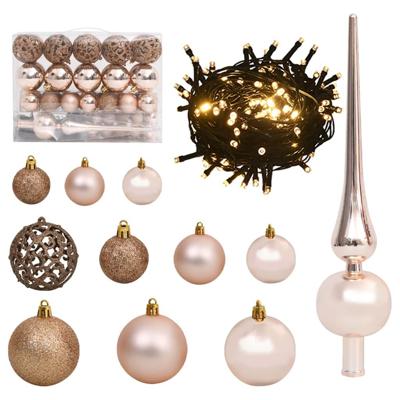 VidaXL 60-delige kerstballenset met piek en 150 led's roségoud