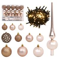 VidaXL 60-delige kerstballenset met piek en 150 led's roségoud - thumbnail