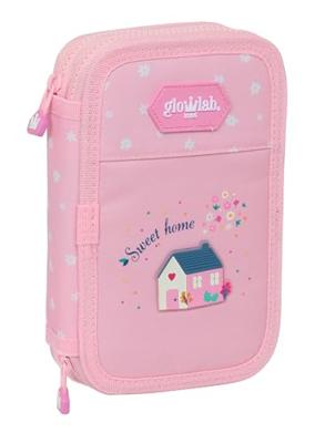 Dubbele etui Glow Lab Sweet home Roze 12.5 x 19.5 x 4 cm (28 Onderdelen)