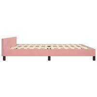 Bedframe met hoofdeinde fluweel roze 200x200 cm - thumbnail