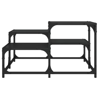 Salontafel 68x68x40 cm bewerkt hout zwart Salontafel 68x68x40 cm bewerkt hout zwart