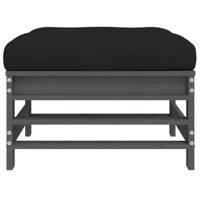 Tuinvoetenbank met kussen massief grenenhout grijs - thumbnail