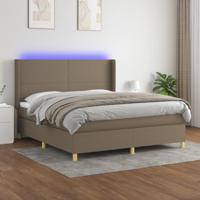 Boxspring met matras en LED stof taupe 180x200 cm - thumbnail