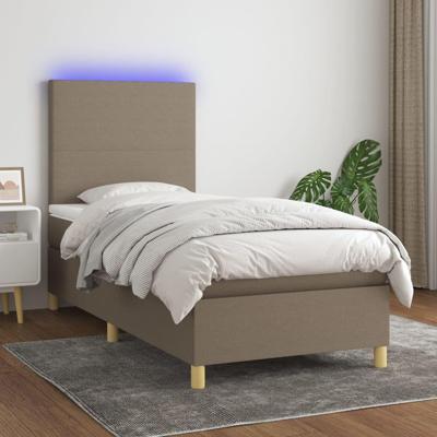Boxspring met matras en LED stof taupe 90x190 cm