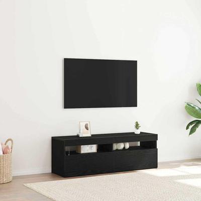 TV-kast Zwart Eiken 120 x 35 x 40 cm Bewerkt hout