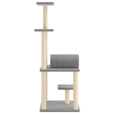 Kattenmeubel met sisal krabpalen 136 cm lichtgrijs - thumbnail