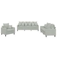 3-delige Loungeset met kussens fluweel lichtgrijs - thumbnail