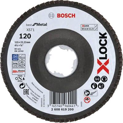 Bosch Accessoires X-LOCK Lamellenschijf Best for Metal schuin, glasvezel, Ø115mm, G 120, X571 - 1 stuk(s) - 2608619200