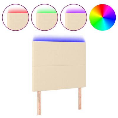 Hoofdbord LED 200x5x118/128 cm stof crèmekleurig - thumbnail