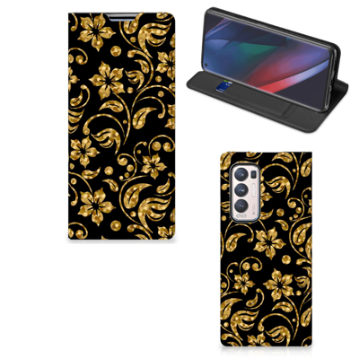 OPPO Find X3 Neo Smart Cover Gouden Bloemen OPPO Find X3 Neo Smart Cover Gouden Bloemen